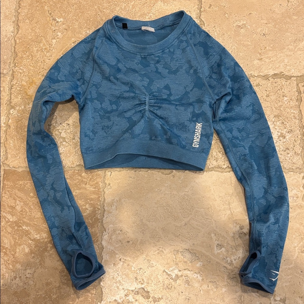 Gymshark blue Patterned Crop Top